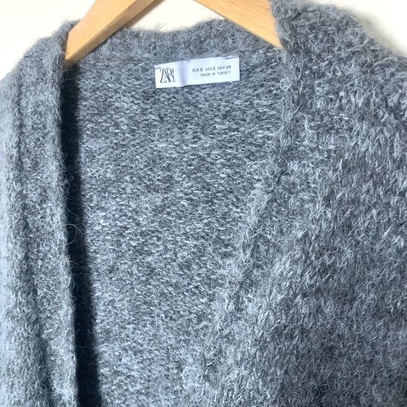COZY GRAY LONG POCKET CARDIGAN - ZARA - Picture 9 of 10